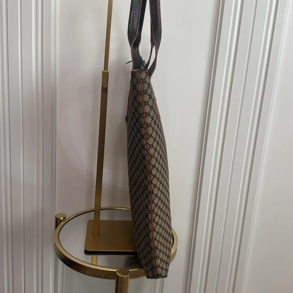 Celine Brown Monogram Canvas Satchel with Dark Brown Trim - Picture 4 of 13